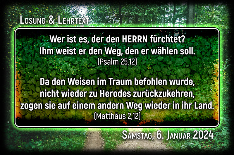 Losung und Lehrtext für Samstag, den 6. Januar 2024