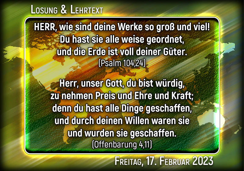 Losung & Lehrtext für den 17. Februar 2023