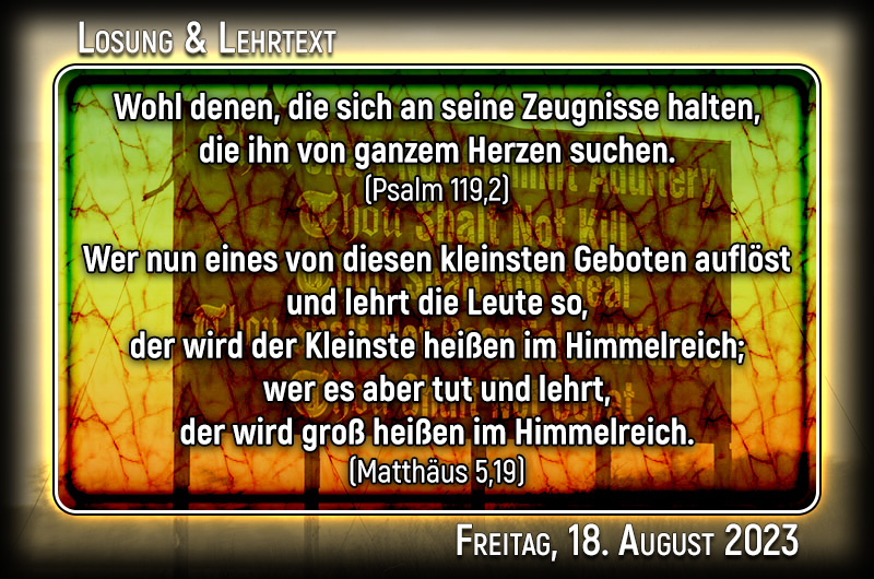Losung und Lehrtext für Freitag, den 18. August 2023