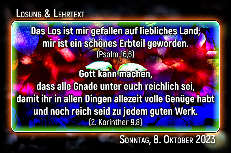 Losung und Lehrtext für Sonntag, den 8. Oktober 2023