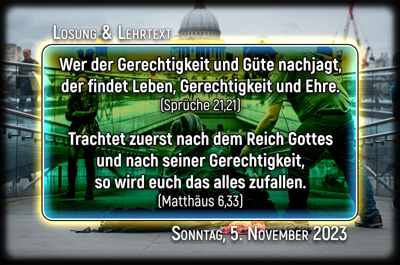 Losung und Lehrtext für Sonntag, den 5. November 2023